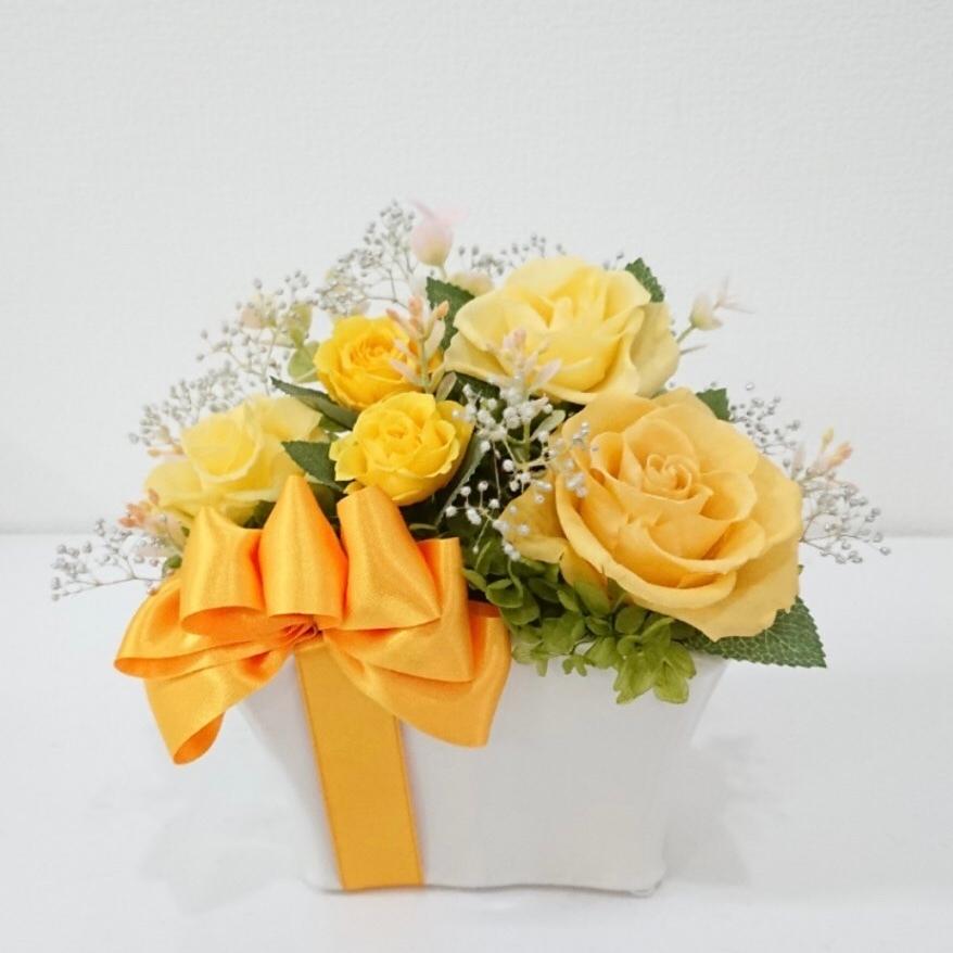 プリザーブドフラワー フラワーシーケンス イエロー リボン★花 ギフト 誕生日 送別会 歓迎会 退職祝い 歓送迎会 送別 卒業 母の日 結婚 記念日 プレゼント