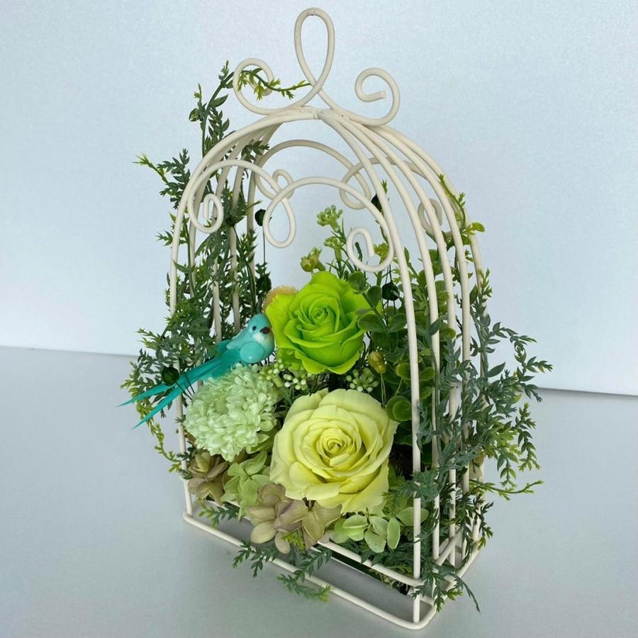 プリザーブドフラワー アーチ型鳥かごグリーン 花 ギフト 開店祝 誕生日 送別 歓送迎会 送別 卒業 結婚 お祝い 記念日 プレゼント 母の日 父の日 敬老の日 Pr Ah Apertiofloris 通販 Yahoo ショッピング