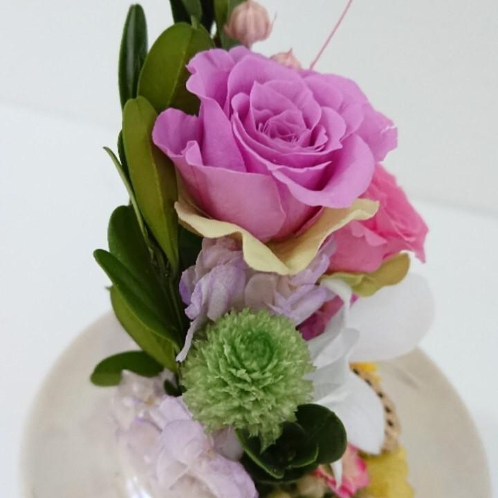 プリザーブドフラワー仏花ミニドームピンク★花 贈り物 供物 お供え お供え花 お悔やみ 花 法事 四十九日法要 命日 喪中見舞い |  | 03