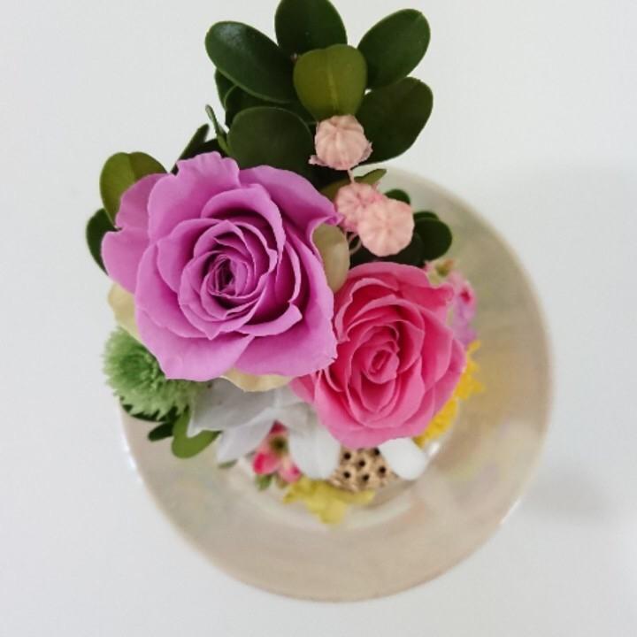プリザーブドフラワー仏花ミニドームピンク★花 贈り物 供物 お供え お供え花 お悔やみ 花 法事 四十九日法要 命日 喪中見舞い |  | 05