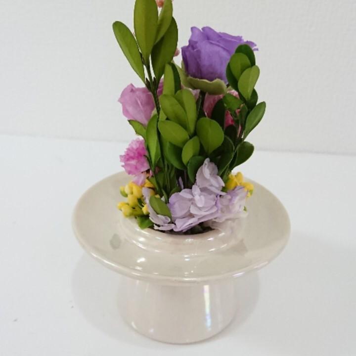 プリザーブドフラワー仏花ミニドームパープル★花 贈り物 供物 お供え お供え花 お悔やみ 花 法事 四十九日法要 命日 喪中見舞い |  | 04