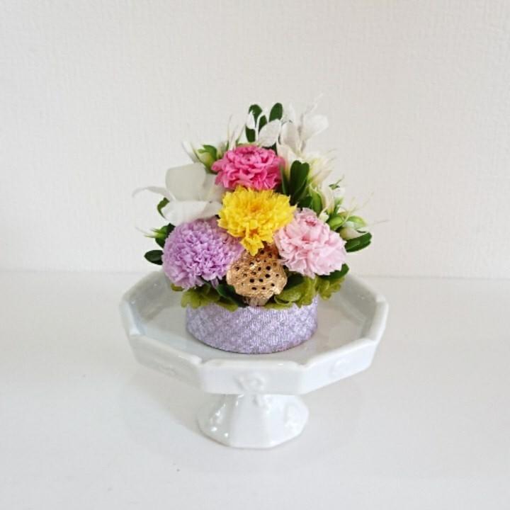 プリザーブドフラワー仏花 結 白★花 贈り物 供物 お供え お供え花 お悔やみ 花 法事 四十九日法要 命日 喪中見舞い |  | 01