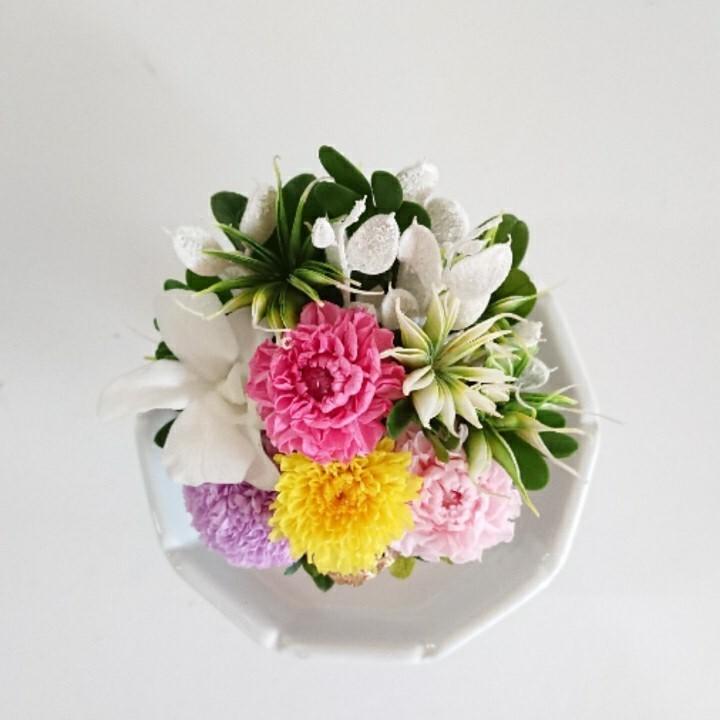 プリザーブドフラワー仏花 結 白★花 贈り物 供物 お供え お供え花 お悔やみ 花 法事 四十九日法要 命日 喪中見舞い |  | 02