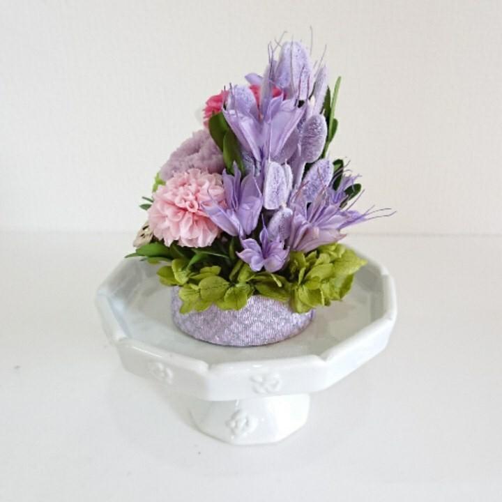 プリザーブドフラワー仏花 結 紫★花 贈り物 供物 お供え お供え花 お悔やみ 花 法事 四十九日法要 命日 喪中見舞い |  | 04