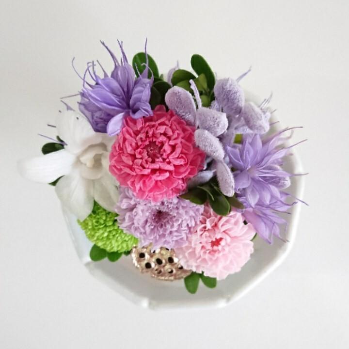プリザーブドフラワー仏花 結 紫★花 贈り物 供物 お供え お供え花 お悔やみ 花 法事 四十九日法要 命日 喪中見舞い |  | 05