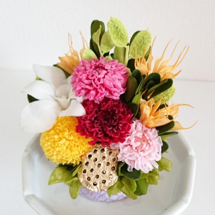 プリザーブドフラワー仏花 結 オレンジ★花 贈り物 供物 お供え お供え花 お悔やみ 花 法事 四十九日法要 命日 喪中見舞い |  | 02
