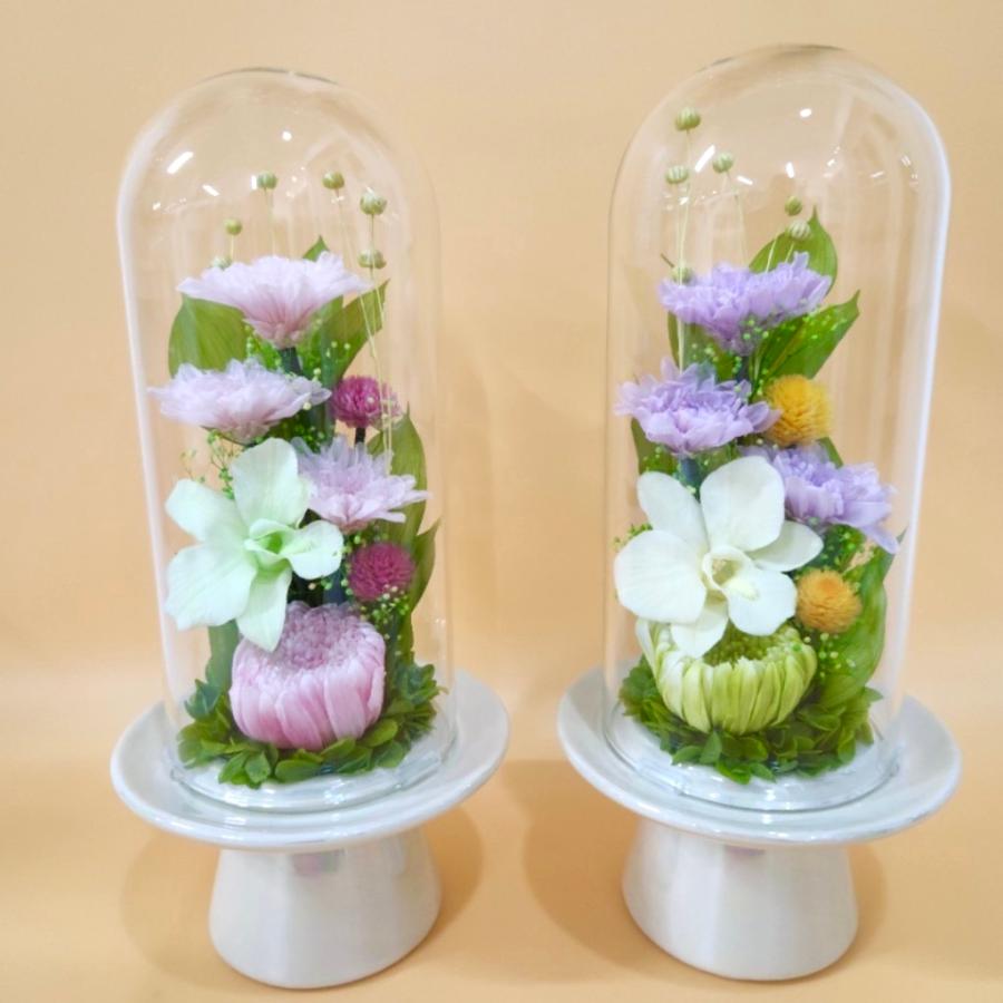 プリザーブドフラワー仏花minidomeV★花 贈り物 供物 お供え お供え花 お悔やみ 花 法事 四十九日法要 命日 喪中見舞い | 