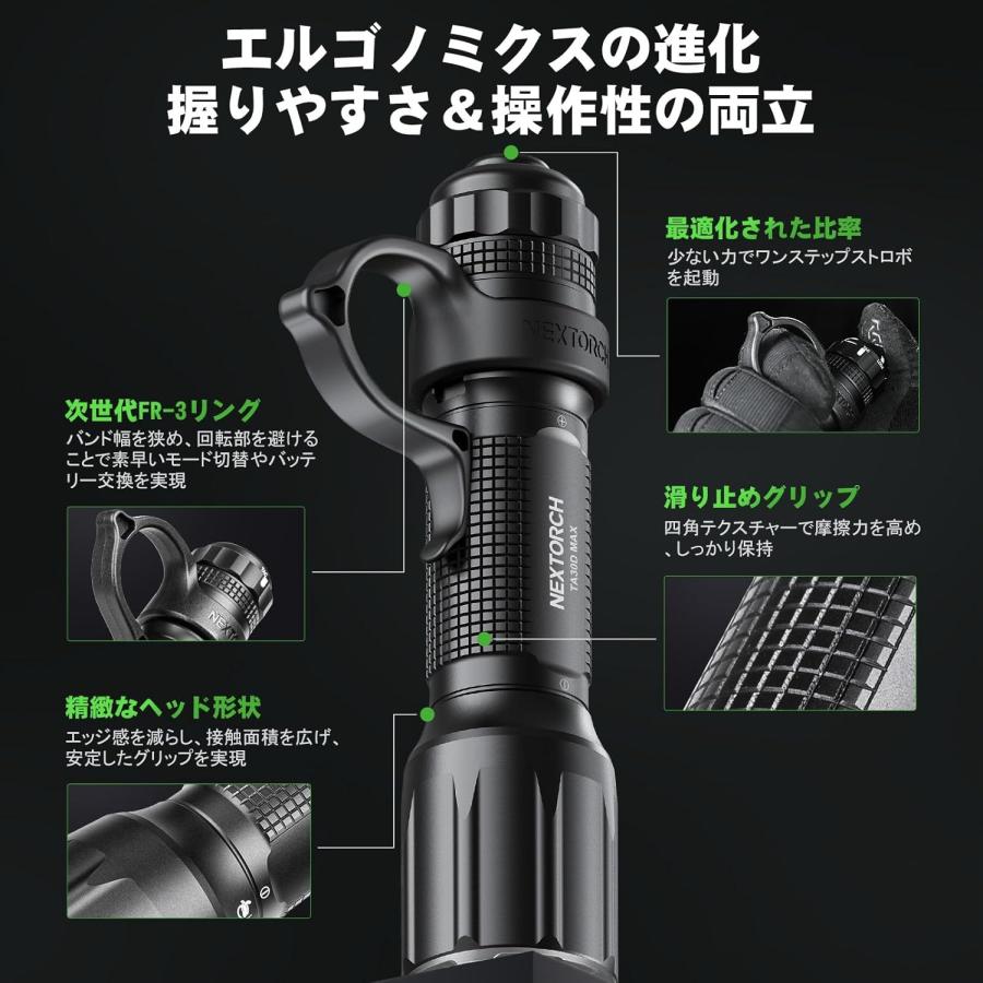 4000ルーメン NEXTORCH TA30D MAX タクティカルライト  最高峰の明るさとタフネスを備えたプロ仕様フラッシュライト（Type-C充電式 / IPX8防水 / 防災・護身用）_4