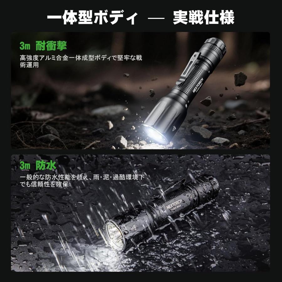 4000ルーメン NEXTORCH TA30D MAX タクティカルライト  最高峰の明るさとタフネスを備えたプロ仕様フラッシュライト（Type-C充電式 / IPX8防水 / 防災・護身用）_6