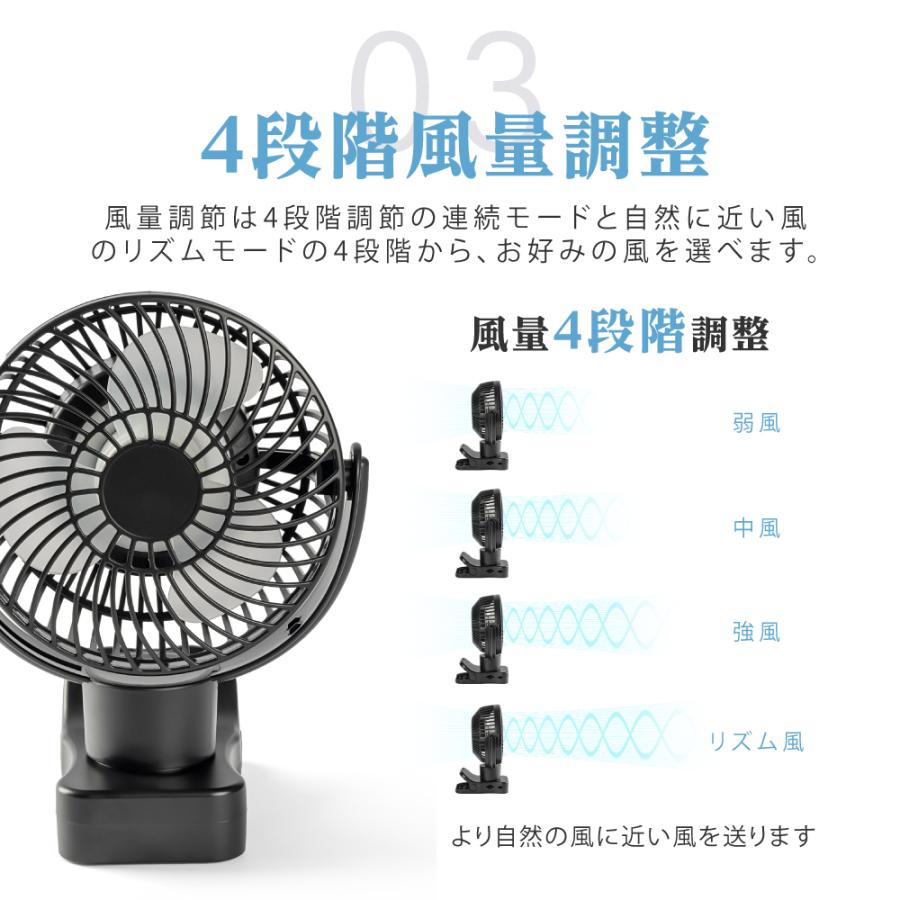 卓上扇風機 クリップ式 スタンド式 壁掛け 静音 首振り 720°角度