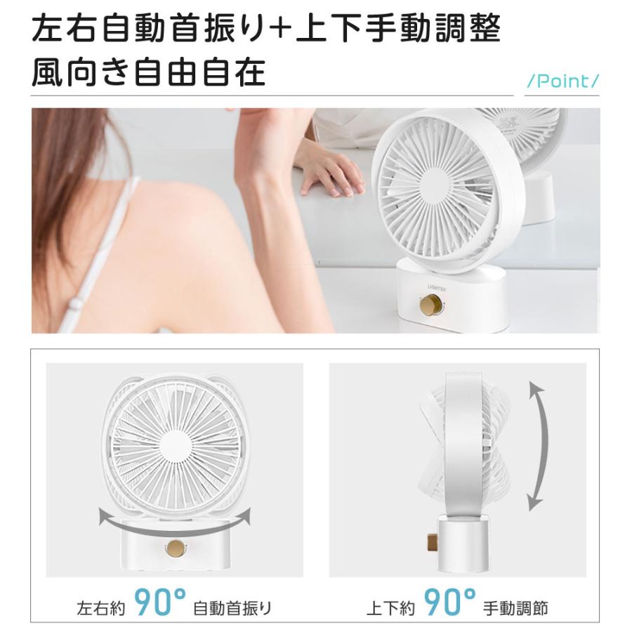 卓上扇風機 爆買 風量調整 usb 充電 左右首振り コンパクト ポータブル ミニ扇風機 風量10段階 角度調節 携帯 小型 軽量 寝室 シンプル アウトドア ミニファン |  | 05