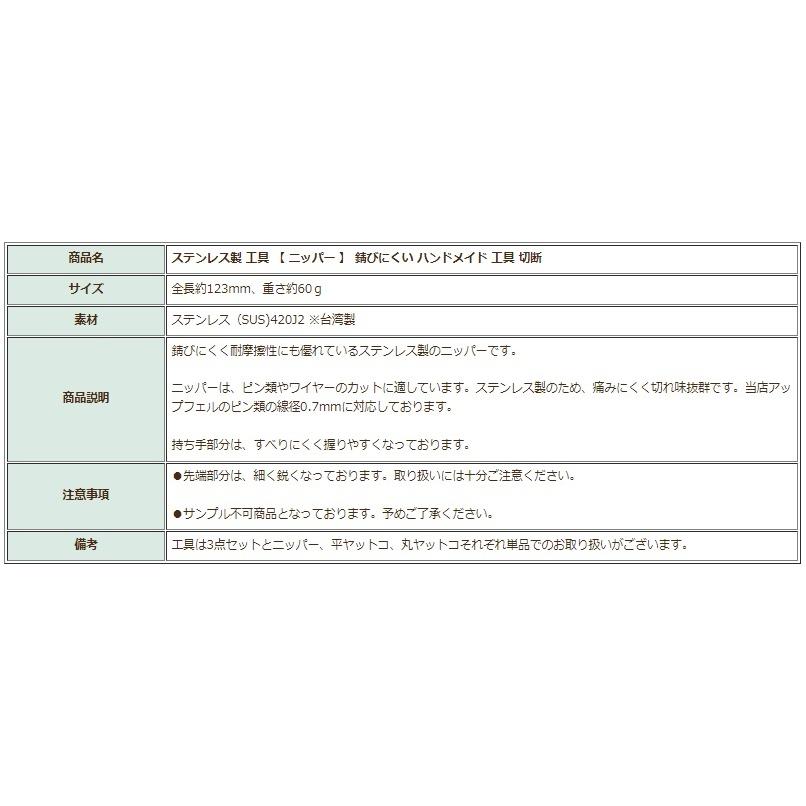 [ 1個 ] ステンレス製 工具 【 ニッパー 】  錆びにくい ハンドメイド 工具 切断 |  | 04