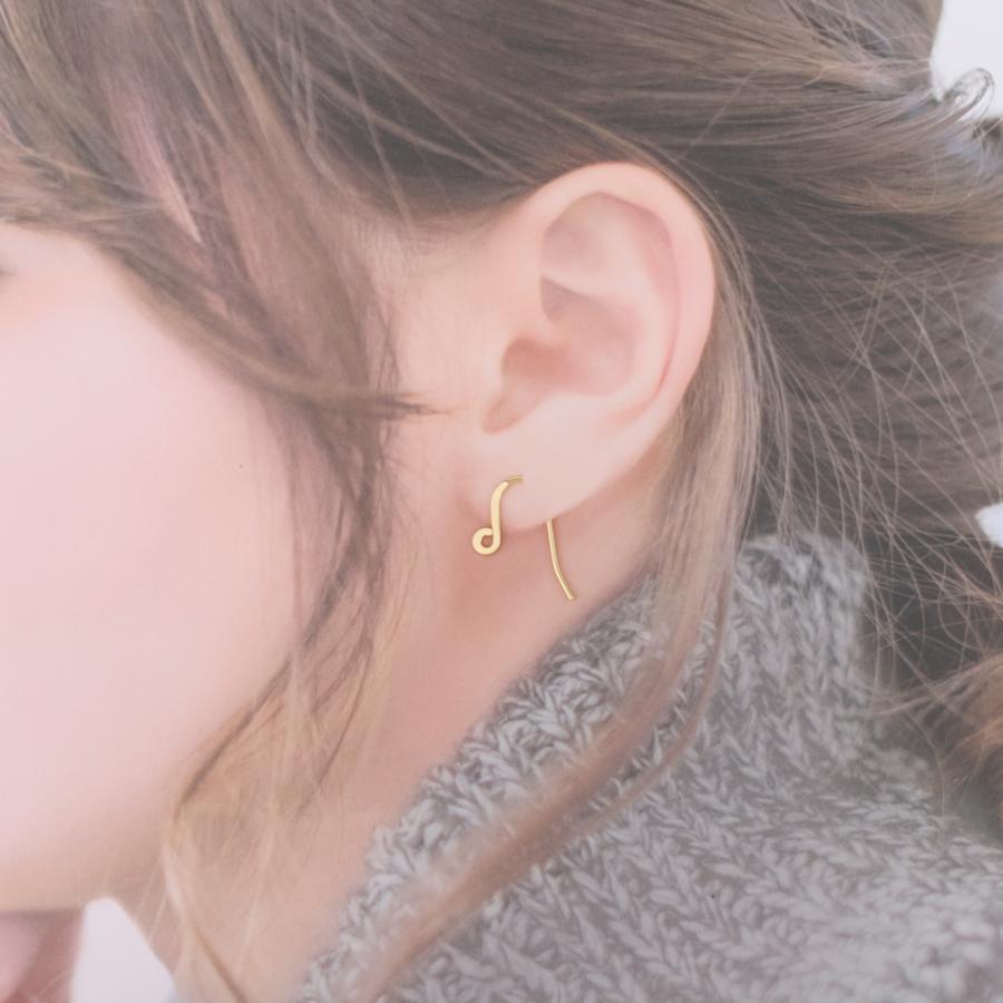 316 太 × 平面フック ピアス 3 ［ ゴールド 金 ］ サージカル