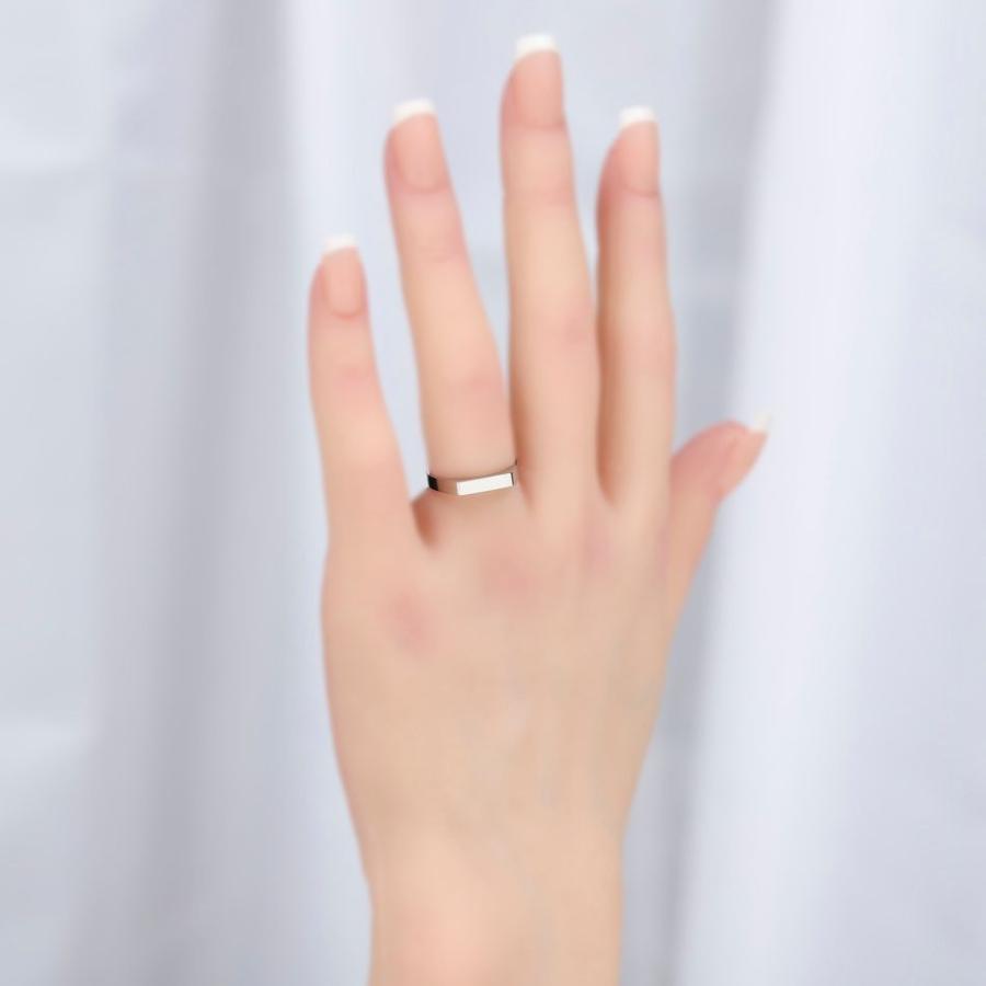 5個］ フラット シグネット リング台 長方形 * 約13号サイズ ［ 銀