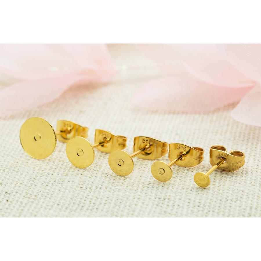 [100個] 316 丸皿8mm ピアス [ ゴールド 金 ] キャッチ付 サージカルステンレス P1-01 パーツ 金属アレルギー対応 |  | 03