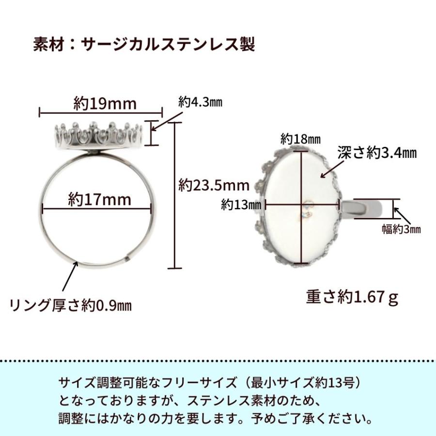 10個］サージカルステンレス 空枠 * オーバル クラウン 【 18×13mm