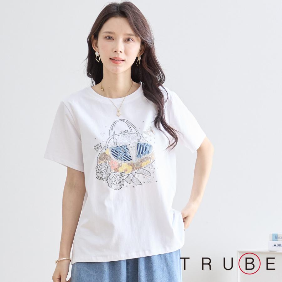 TRUBE キラキラバッグ＆ローズTシャツ【M~L】ホワイト : 銀座