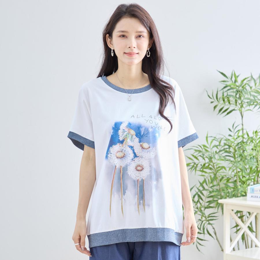TRUBE TRUBE【2025新作】【L〜LL】たんぽぽプリント配色リブT