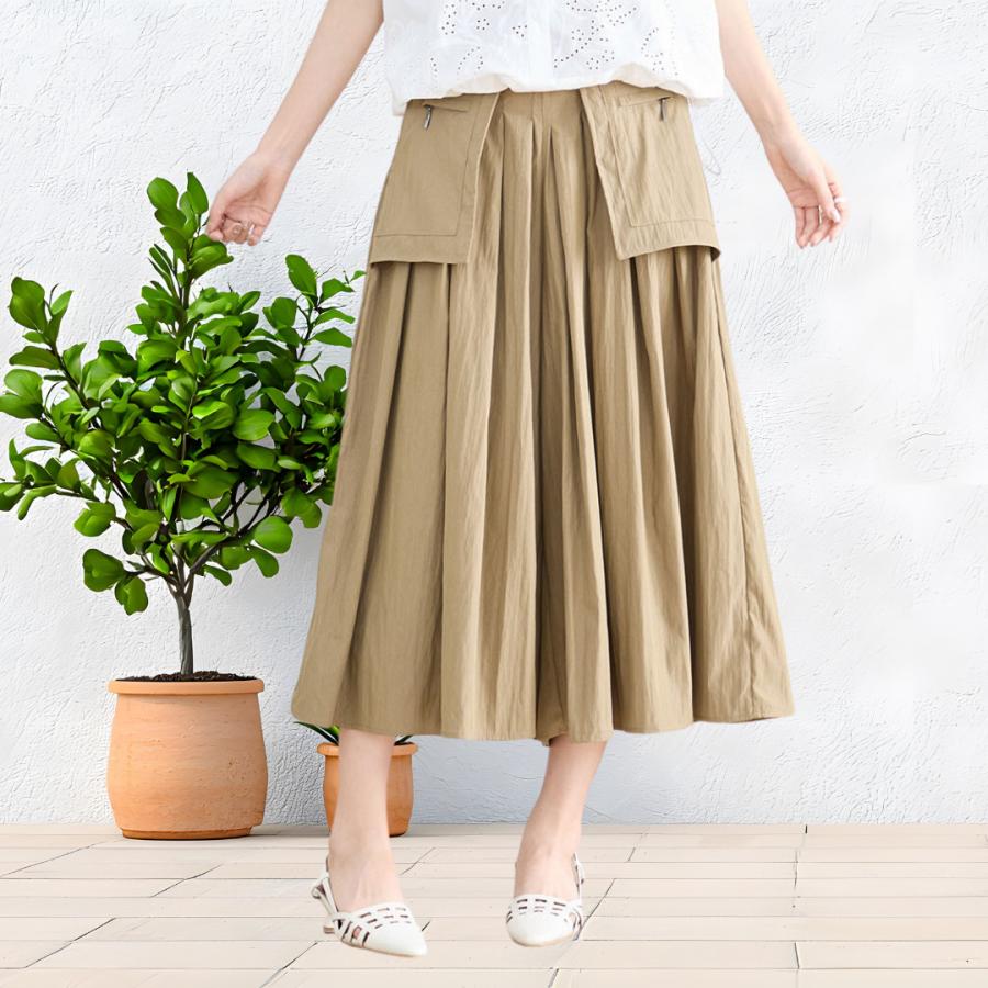 heveヘイブ　オリーブグリーン ガウチョパンツ タック入り heveヘイブ オリーブグリーン ガウチョパンツ タック入り