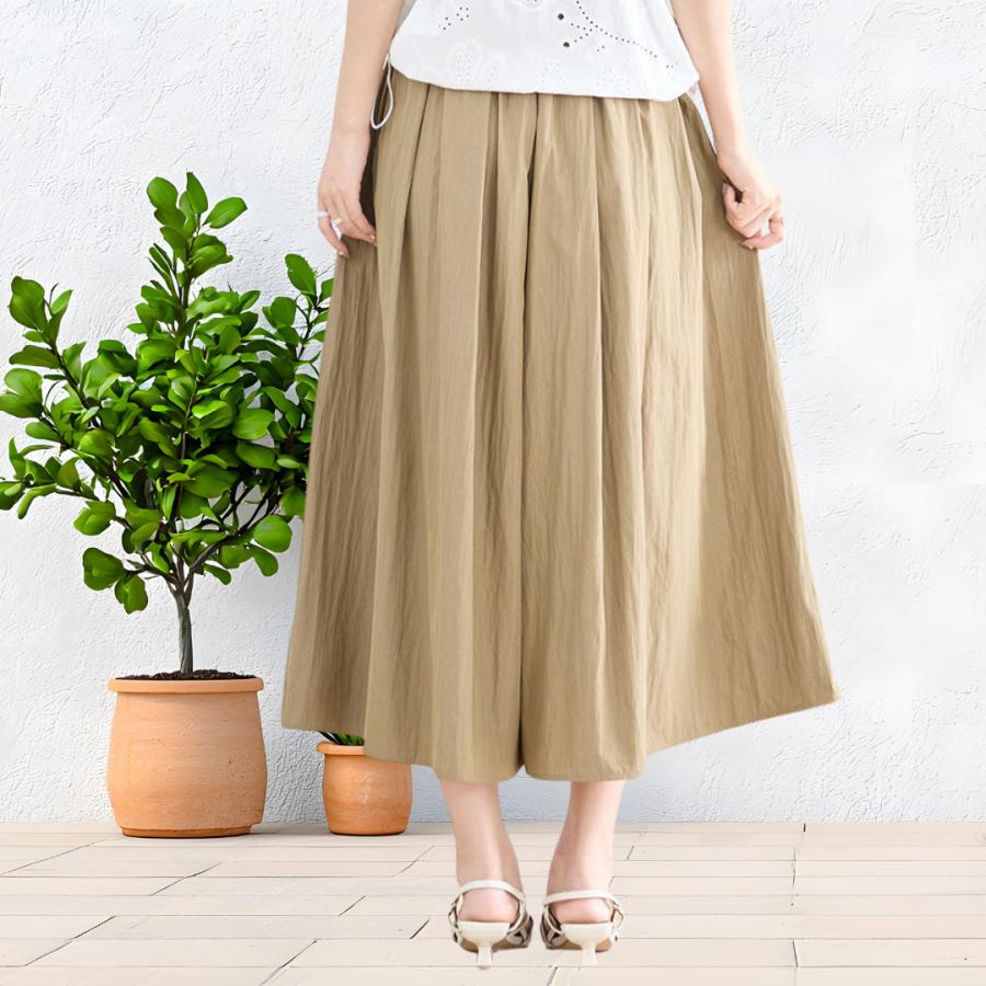 heveヘイブ オリーブグリーン ガウチョパンツ タック入り heve