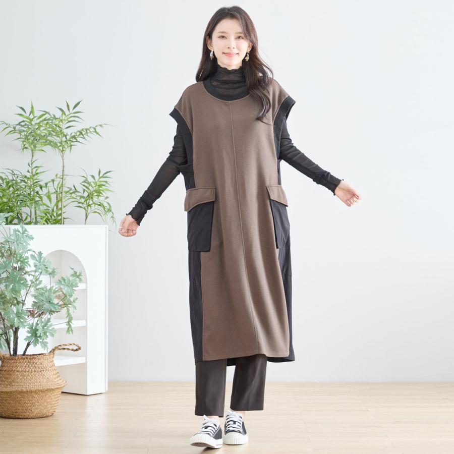 TRUBE TRUBE【2025新作】【M〜L】コンビ異素材ロングワンピース