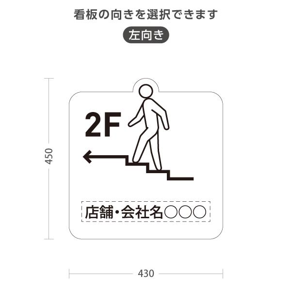 スタンド看板 店舗誘導 2F 右向き 左向き ピクト ホワイト セミ