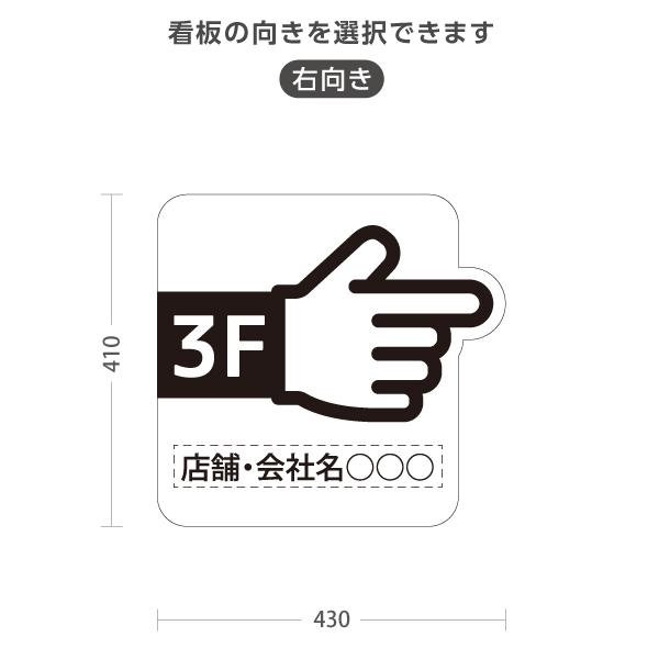 スタンド看板 店舗誘導 3F 右向き 左向き 指矢印 黒 セミオーダー商品