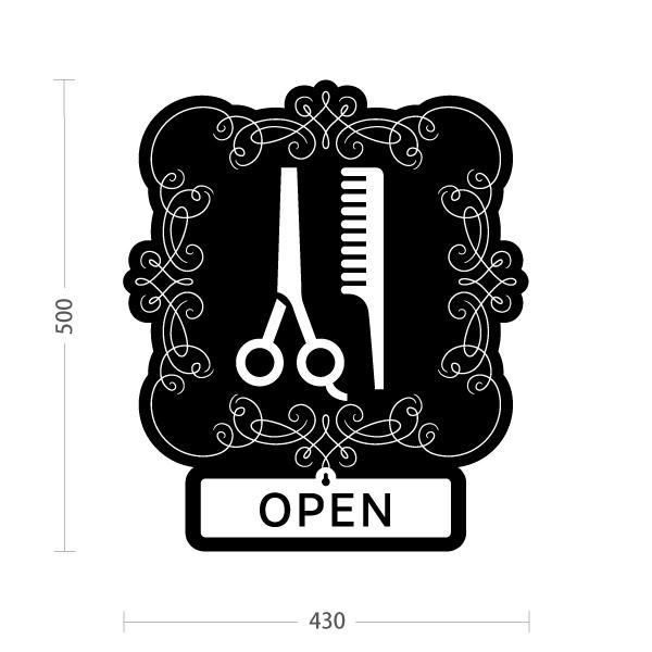 スタンド看板 表示切替プレート付 美容室 hair cut ブラック OPEN