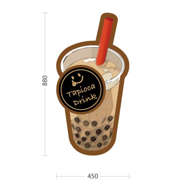タピオカ店の看板・置物（値下げしました） スタンド看板 タピオカドリンク デカドリンク ブラウン トールタイプ