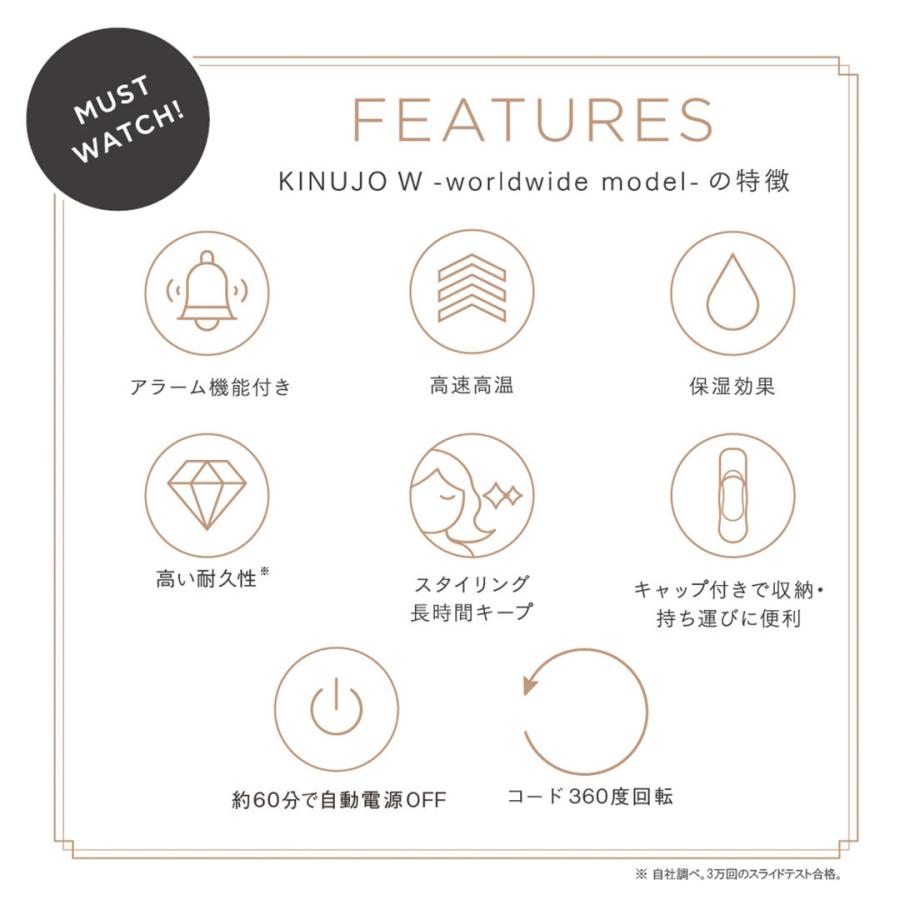 ヘアアイロン ストレート KINUJO W-worldwide model- キヌージョ