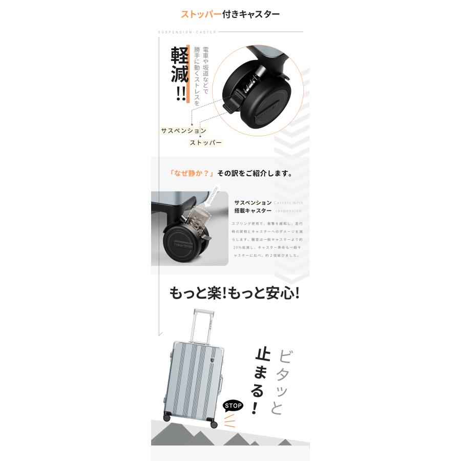 スーツケース XXLサイズ アルミフレーム キャリーケースTSAロック付 静音 スーツケース アルミフレーム ポリカーボネート100％ キャリー