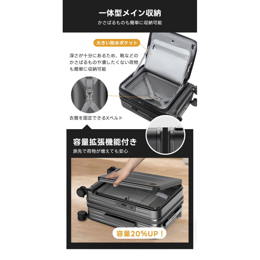 New Trip スーツケース 機内持ち込み フロントオープン 拡張機能付き