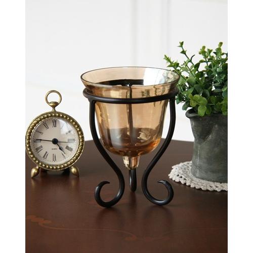 キャンドルホルダー アイアン １灯 卓上 ガラスカップ アジアン インド