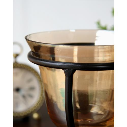 キャンドルホルダー アイアン １灯 卓上 ガラスカップ アジアン インド