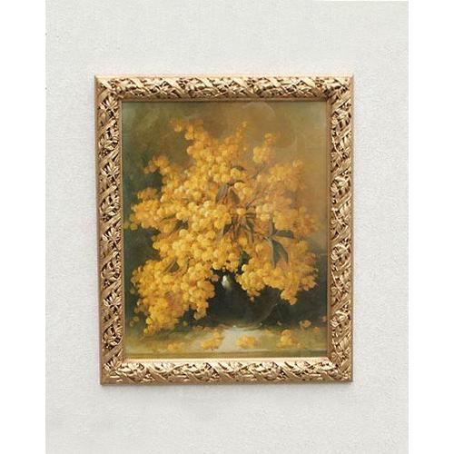 お洒落なイタリア製の絵画 ミモザ イエロー 額絵 壁掛け 花