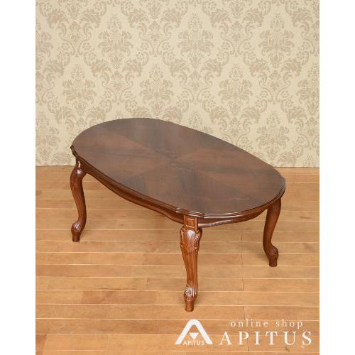 イタリア製 センターテーブル 猫脚 天板象嵌 美しい リビングテーブル ヨーロピアン 楕円形 木製 クラシック家具 インテリア リビング お洒落 送料無料 イタリア製 輸入家具 猫脚 象嵌 サイドテーブル センターテーブル