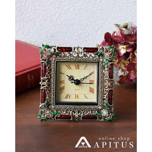 時計 置き時計 卓上 アンティーク調 ヨーロピアン オシャレ 正方形 カラフル インテリア 輸入雑貨 重厚 豪華 Quartz コンパクトリビング デコラティブ 超安い品質