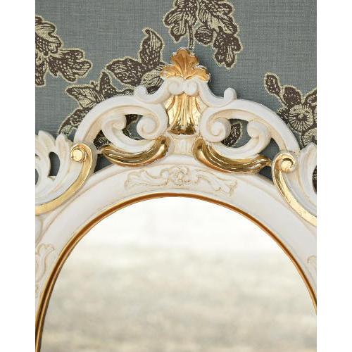 ミラー イタリア製 ホワイト 鏡 壁掛け ヨーロピアン ロココスタイル アンティーク調 ウォールミラー オシャレ クラシック 樹脂