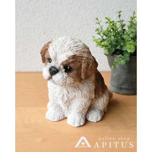 シーズー 子犬 置物 お座り 茶 白 オブジェ ドッグ 可愛い 動物 飾り 犬 輸入雑貨 癒やし アニマル雑貨 リアル わんちゃん リビング 玄関 328 14 064 輸入家具の販売 通販 アピタス 通販 Yahoo ショッピング