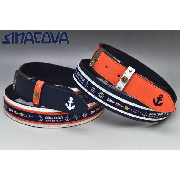 【新品】シナコバ　SINA COVA、ロゴ　ベルト、ネイビー、レッド SINA COVA（シナコバ） SINACOVA 2024秋冬新作 メンズ ベルト