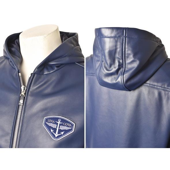 シナコバ SINACOVA 2025秋冬新作 メンズ フーデッドラムレザージャケット 羊革 シープスキン | SINA COVA | 05