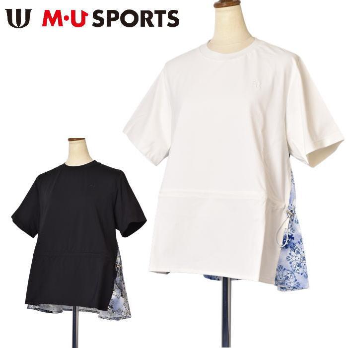 50％OFFセール！MUスポーツ M・U SPORTS ゴルフ 2025春夏新作 レディース 異素材使い半袖プルオーバー カットソー 服 ゴルフウェア アウトレット M・U SPORTS 50％OFFセール！ MUスポーツ ゴルフ 2025春夏新作