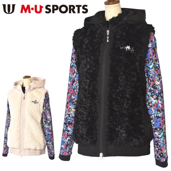 MUスポーツ M・U SPORTS ゴルフ 2025秋冬新作 レディース ファー×中綿フーディージップアップベスト 服 ゴルフウェア M・U SPORTS 30％OFFセール！ MUスポーツ ゴルフ 2025秋冬新作