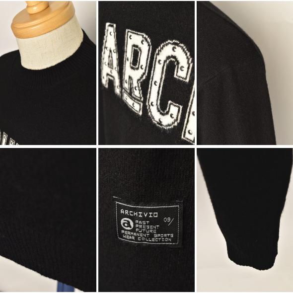 サイズ：48 ARCHIVIO アルチビオ A328121/2023年モデル カシミヤ ニットセーター ロゴ  グレー系 [240101501976] ゴルフウェア メンズ ストスト archivio 50％OFFセール！ アルチビオ ゴルフ 2023秋冬新作