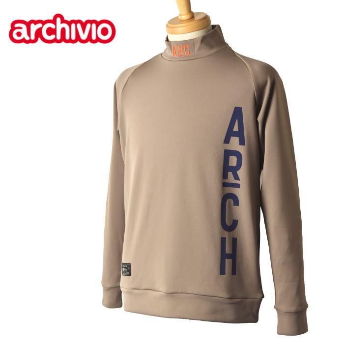 ARCHIVIO アルチビオ モックネックカーキゴルフメンズ長袖シャツ