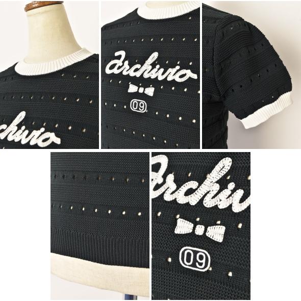 50％OFFセール！ アルチビオ archivio ゴルフ 2024春夏新作 レディース 半袖ニットプルオーバー 服 ゴルフウェア アウトレットの画像