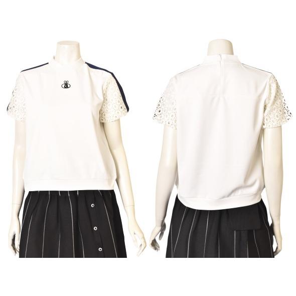 アルチビオ archivio ゴルフ 2026春夏新作 レディース 半袖ハイネックレース切替プルオーバー ハイネックシャツ 服 ゴルフウェアの画像