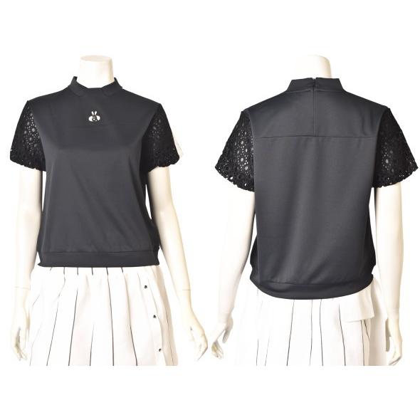 アルチビオ archivio ゴルフ 2026春夏新作 レディース 半袖ハイネックレース切替プルオーバー ハイネックシャツ 服 ゴルフウェアの画像