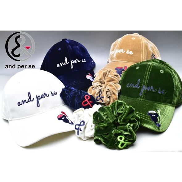 アンパスィ and per se ゴルフ 2024秋冬新作 レディース シュシュ付きベロアキャップ | and per se