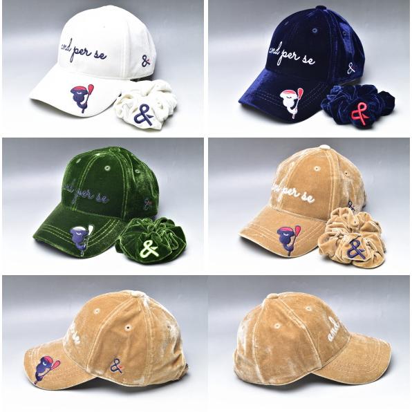 アンパスィ and per se ゴルフ 2024秋冬新作 レディース シュシュ付きベロアキャップ | and per se | 01